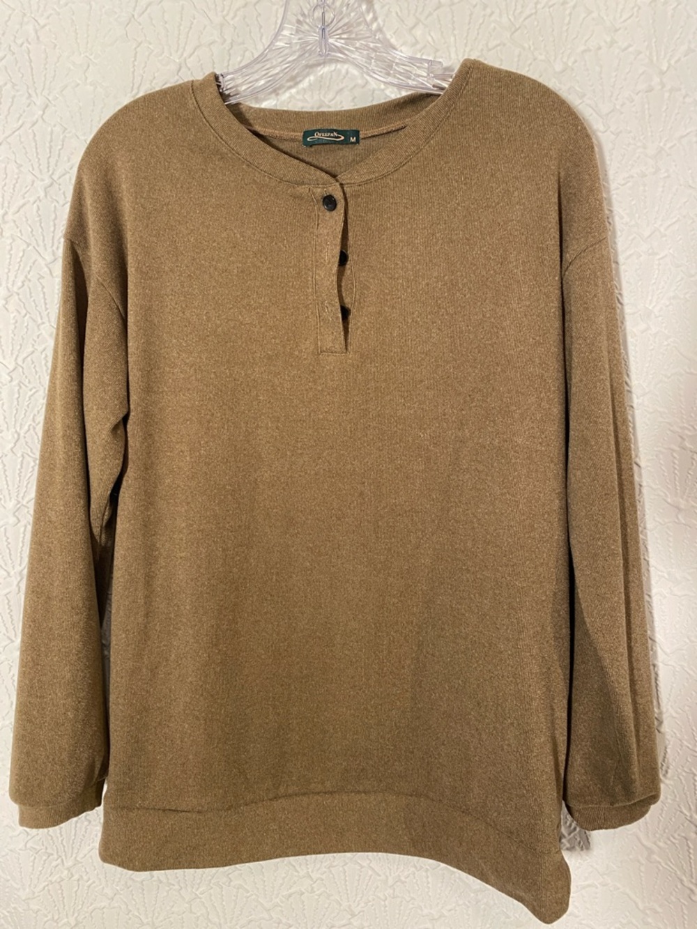 Men's Long Sleeve Henley Sweater - Brown Size Medium comfort campfire ready